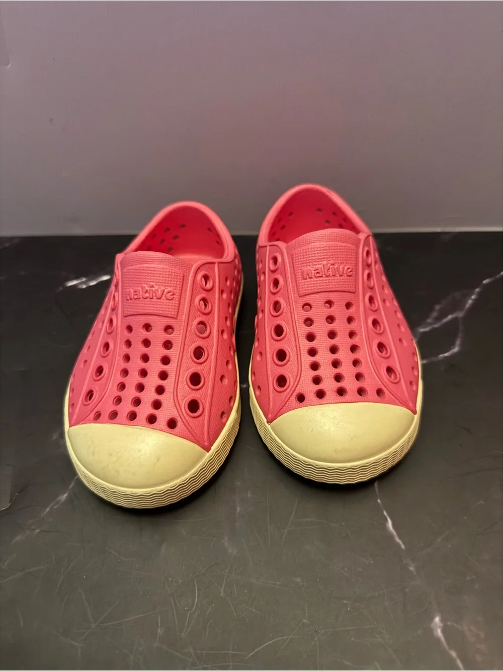 Native Kids Water Shoe in Coral Pink with Cream Toe